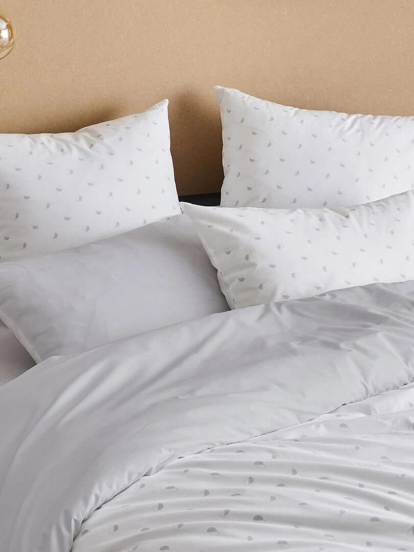 Parure de couette en percale de coton au style géométrique Gris clair