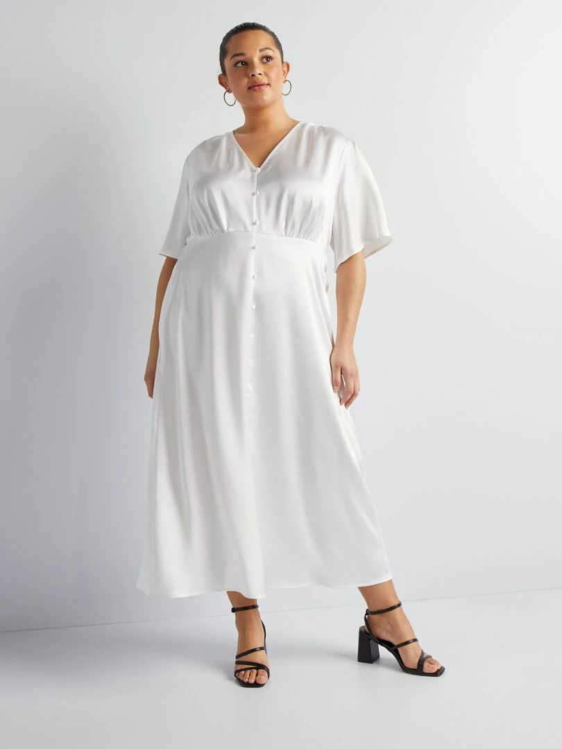 Robe longue satinée blanc