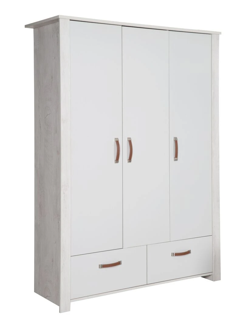 ROBA Armoire "Mila" 3 portes et 2 tiroirs – gris / blanc Gris clair