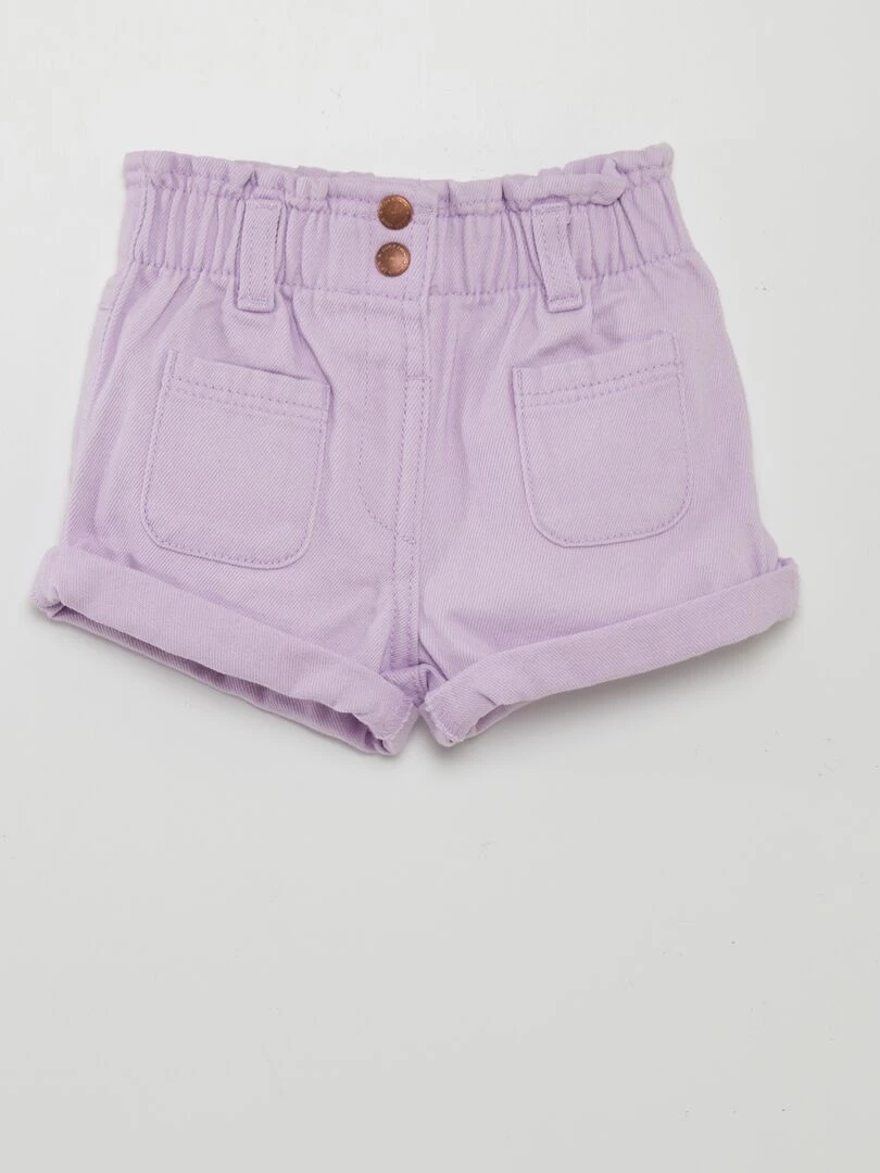 Short en denim effet smocké Violet