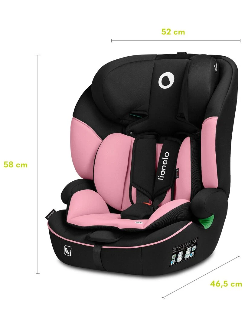 Siège auto évolutif LIONELO Levi i Size   Groupe 1/2/3   Rose   Noir Rose