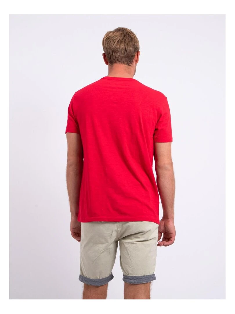 T shirt manches courtes col rond pur coton NOTELOX Rouge