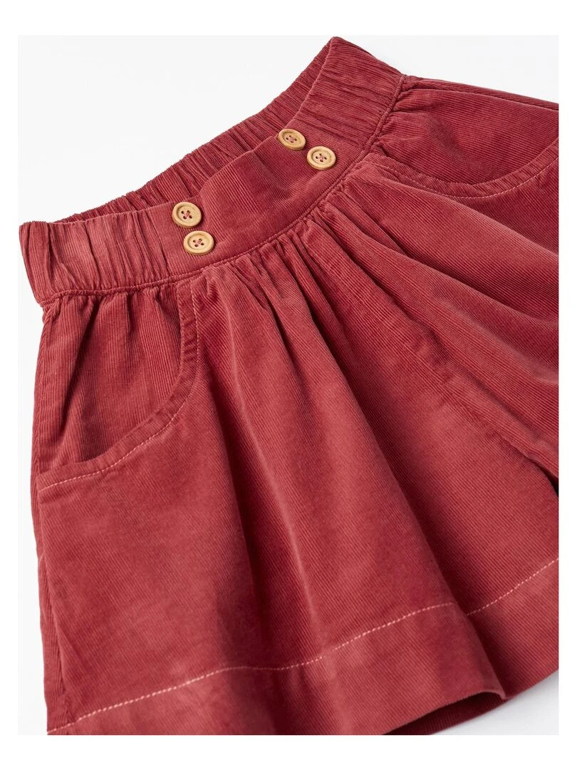 Shorts en velours côtelé de coton pour fille   LITERATURE CLUB   Rouge foncé