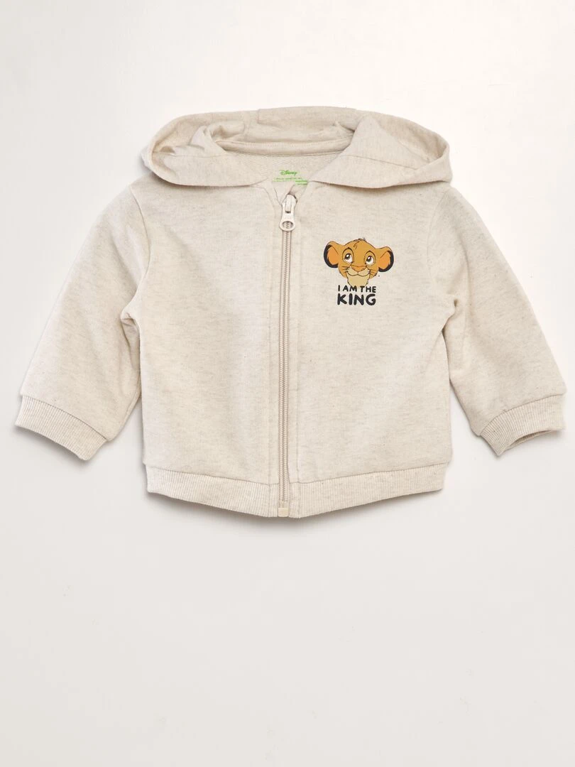 Sweat zippé à capuche 'Simba' de 'Disney' Beige