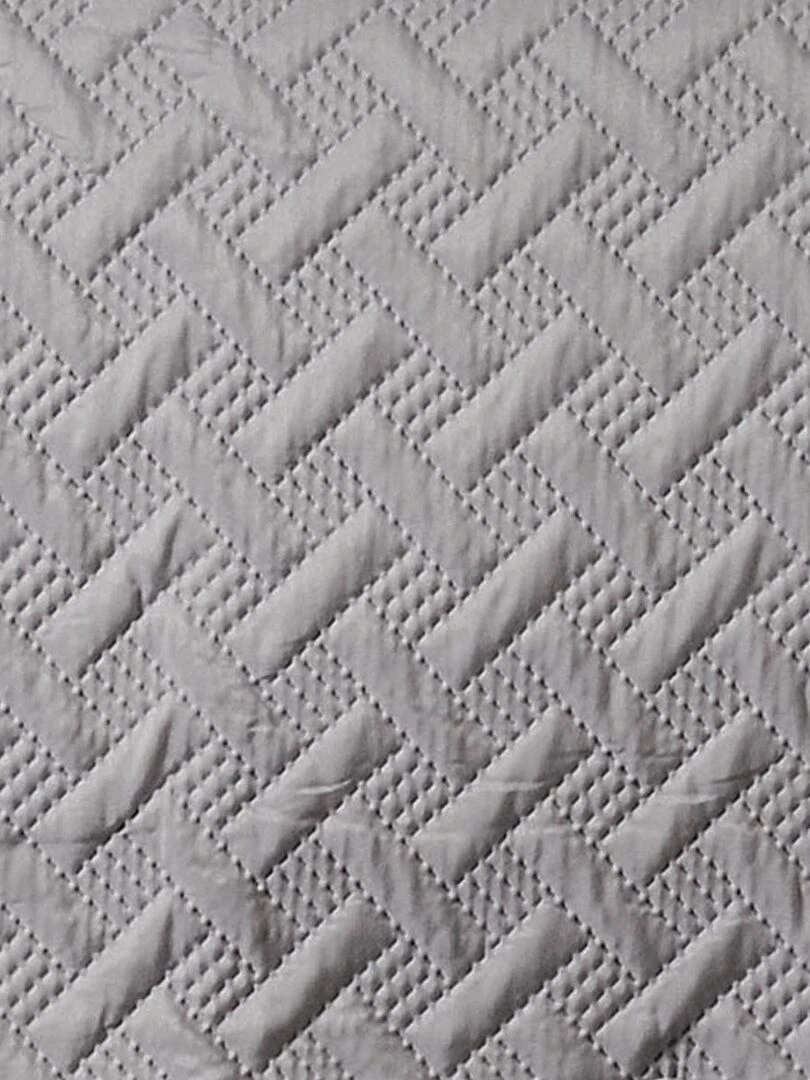 Jeté de lit aux formes géométriques surpiquées   Gris clair