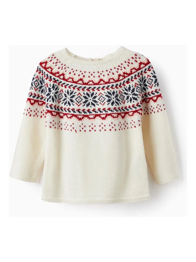 Pull en Maille avec Jacquard pour Bébé Fille NOËL Rose clair