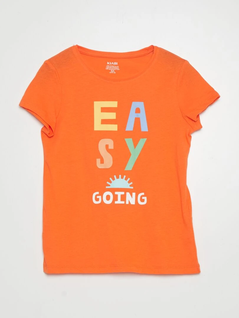 T shirt en maille jersey imprimé Orange