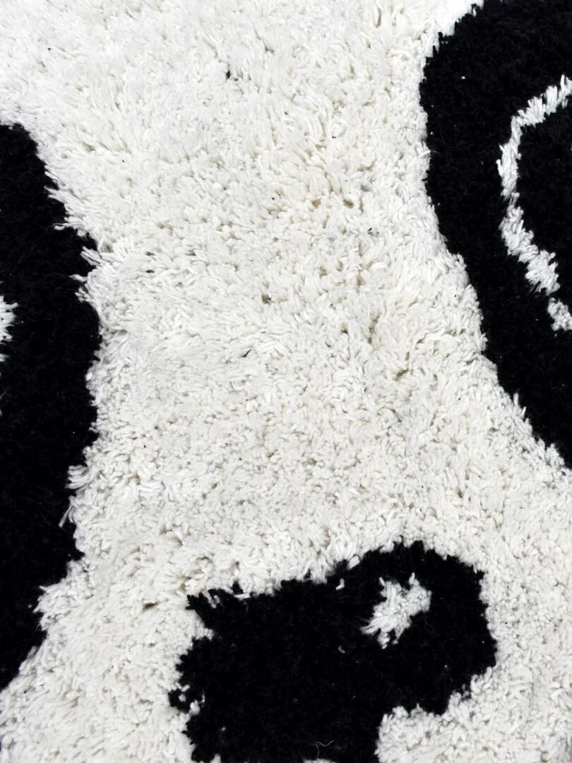 Tapis enfant 100x100 rond BIO PANDA Blanc en  coton biologique tout doux  certifié Care&Fair   Blanc