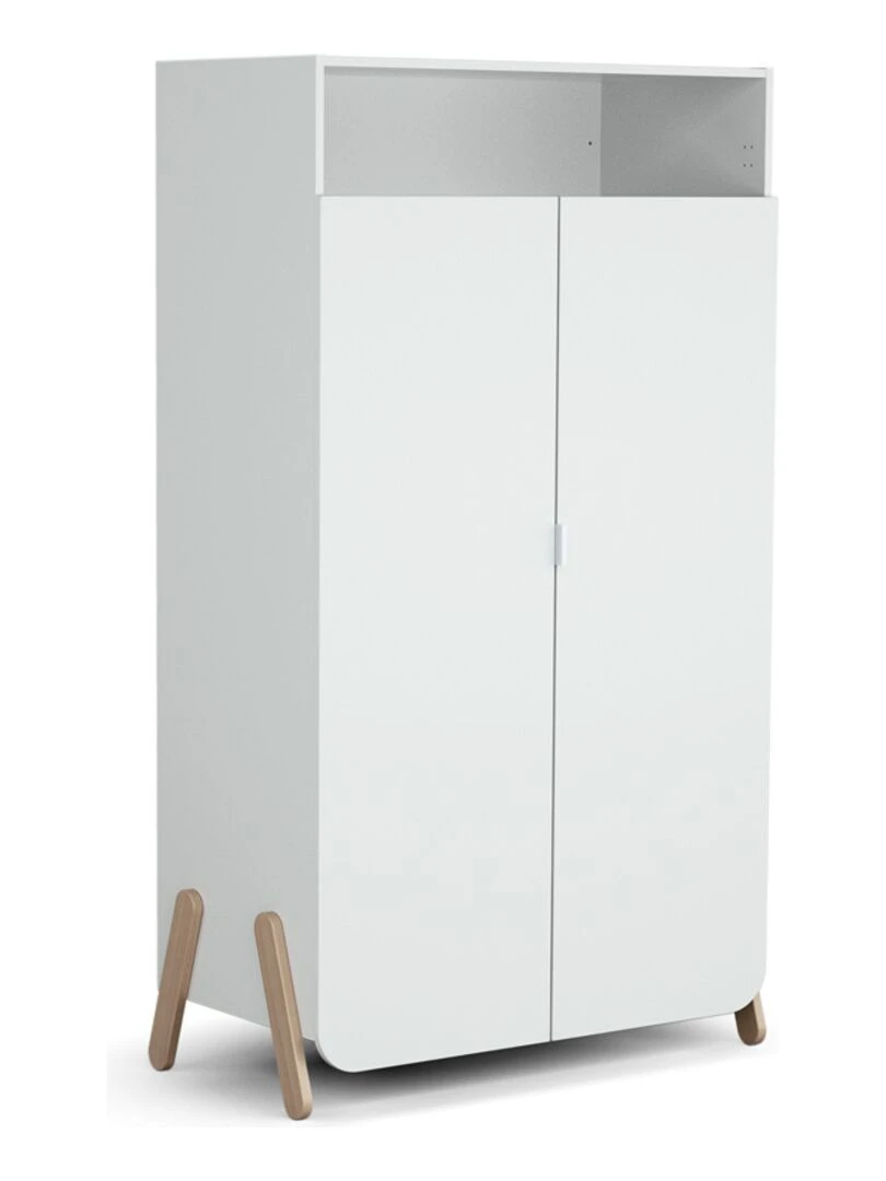 AT4 Armoire PIRATE Blanc et Hêtre Marron foncé