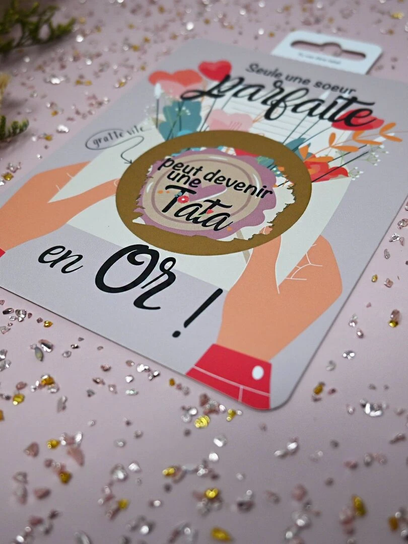 Carte à gratter   Tu vas être tata   Blanc