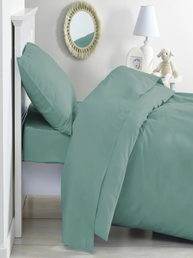 Drap dousse lit bébé 60x120 cm 100% coton Bio 'P'tit Basile' Bleu turquoise