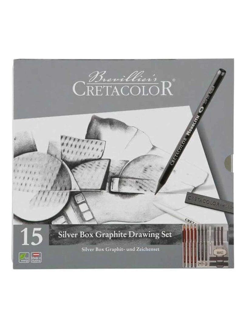 Coffret Beaux Arts Cretacolor 15 articles graphite Silver Box N/A
