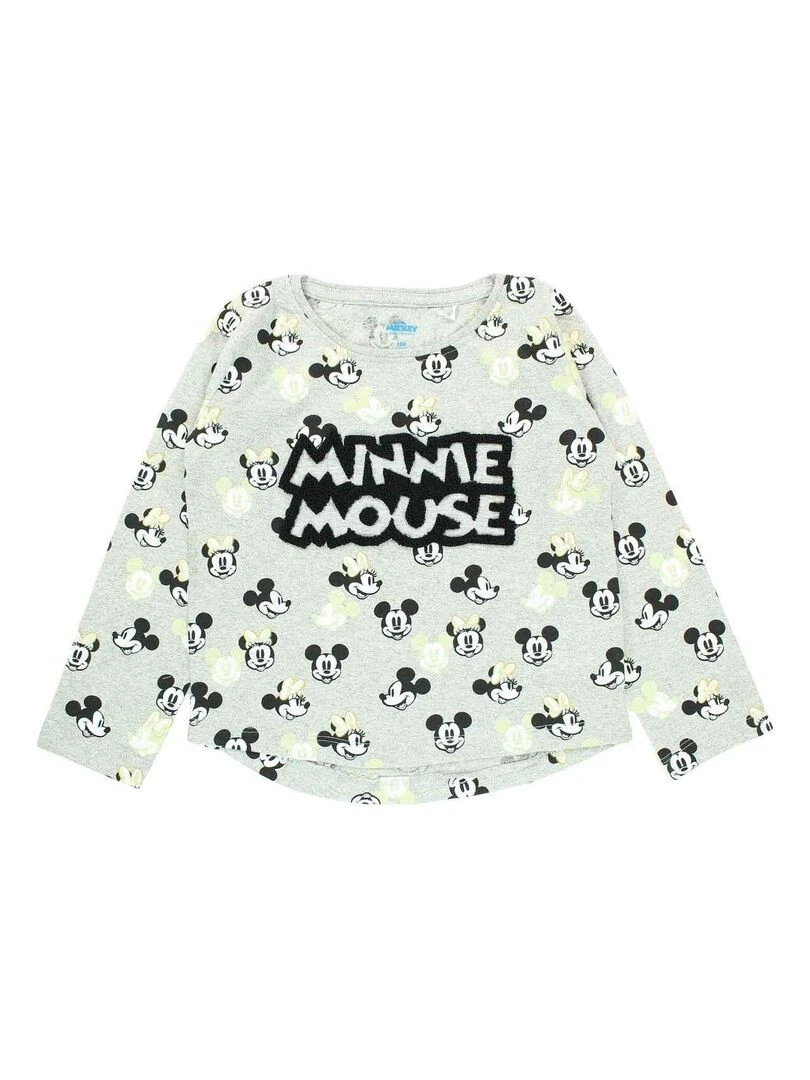 Disney T shirt fille imprimé Minnie en coton Gris