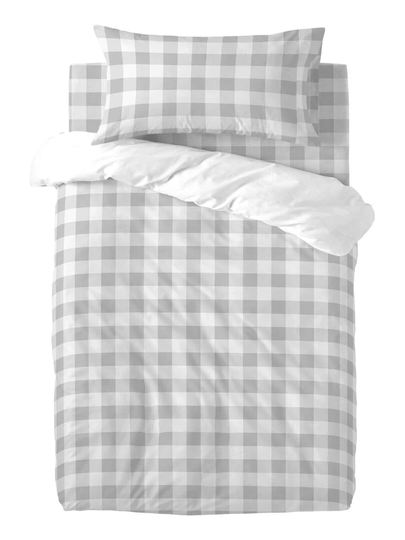 Parure housse de couette 2 pièces Vichy "Happyfriday"   Rose