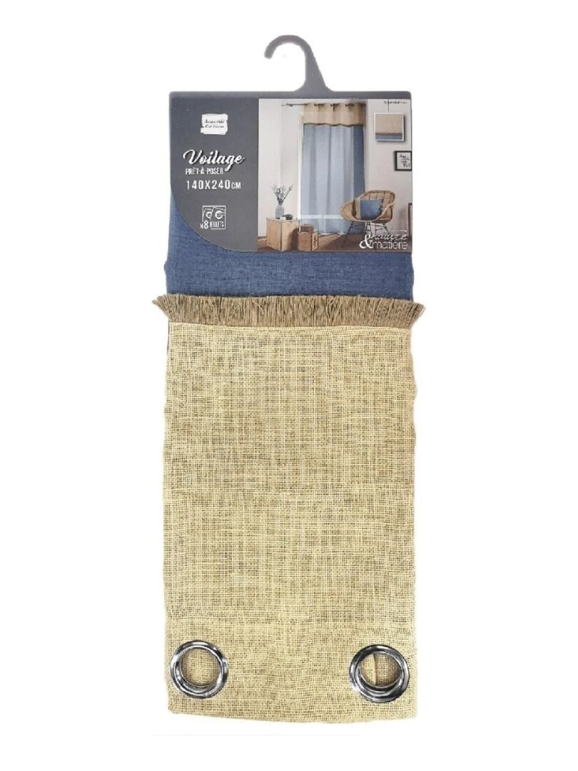 Voilage à œillets 140x240 sable top jute Greenybel bleu   Bleu