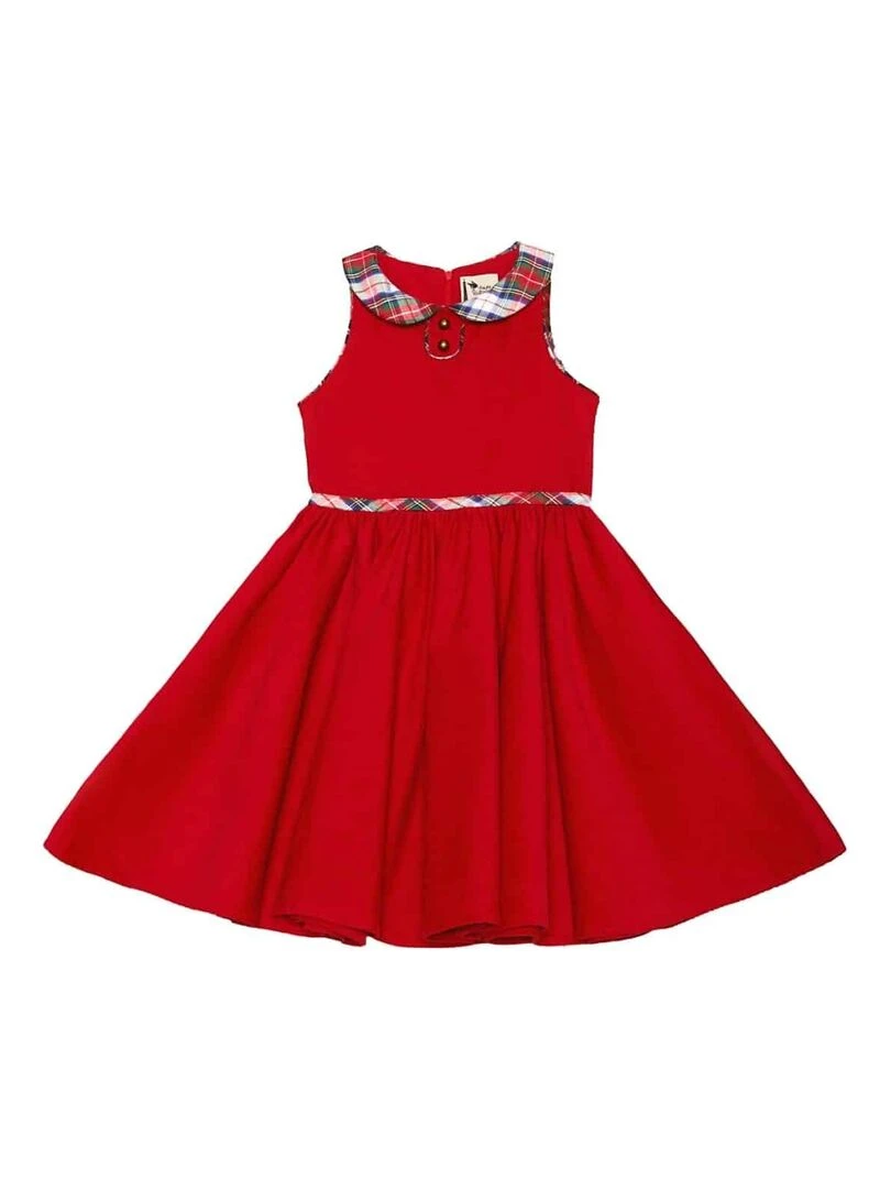 Robe de Noël Fille  Velours Rouge carreaux Tartan  HEPBURN   'LA FAUTE A VOLTAIRE'   Rouge