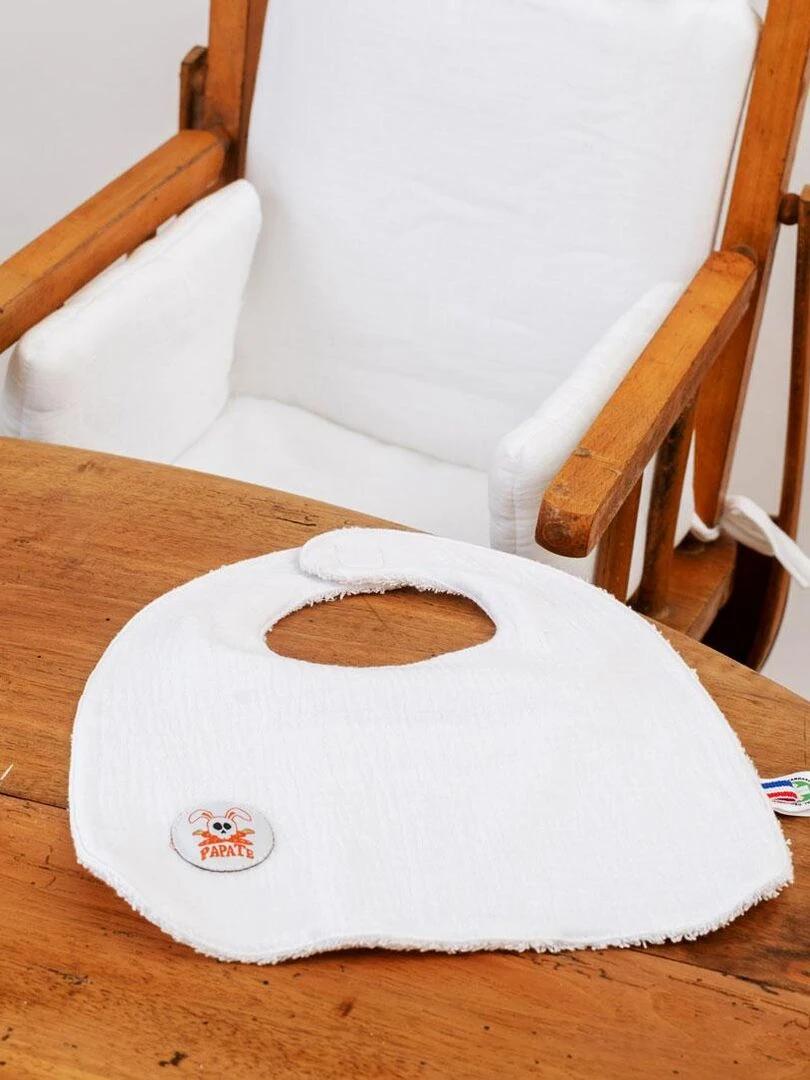 Bavoir en Coton Bio Blanc   Blanc