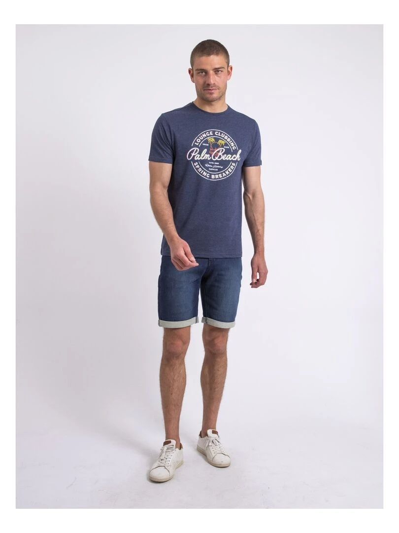 T shirt col rond NAKIWOK   Bleu marine