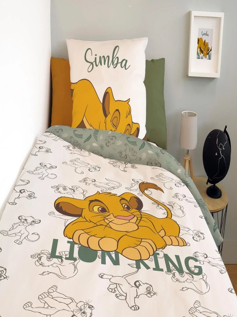 DISNEY   Housse de couette Le Roi Lion Simba 140x200 cm   100% Coton   Blanc   Blanc