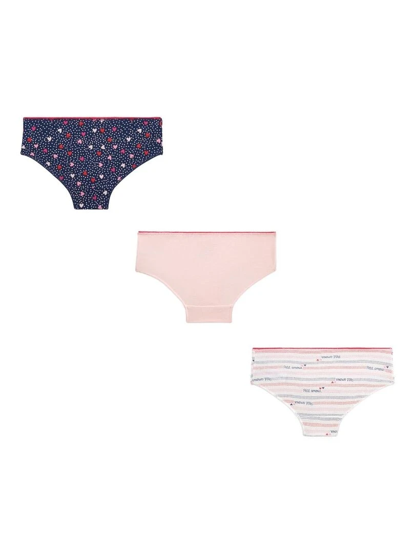 Lot de 3 culottes fille Vcoeur Rose