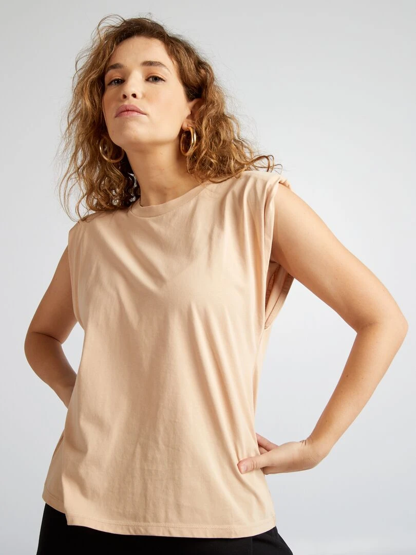 T shirt à épaulettes   Beige