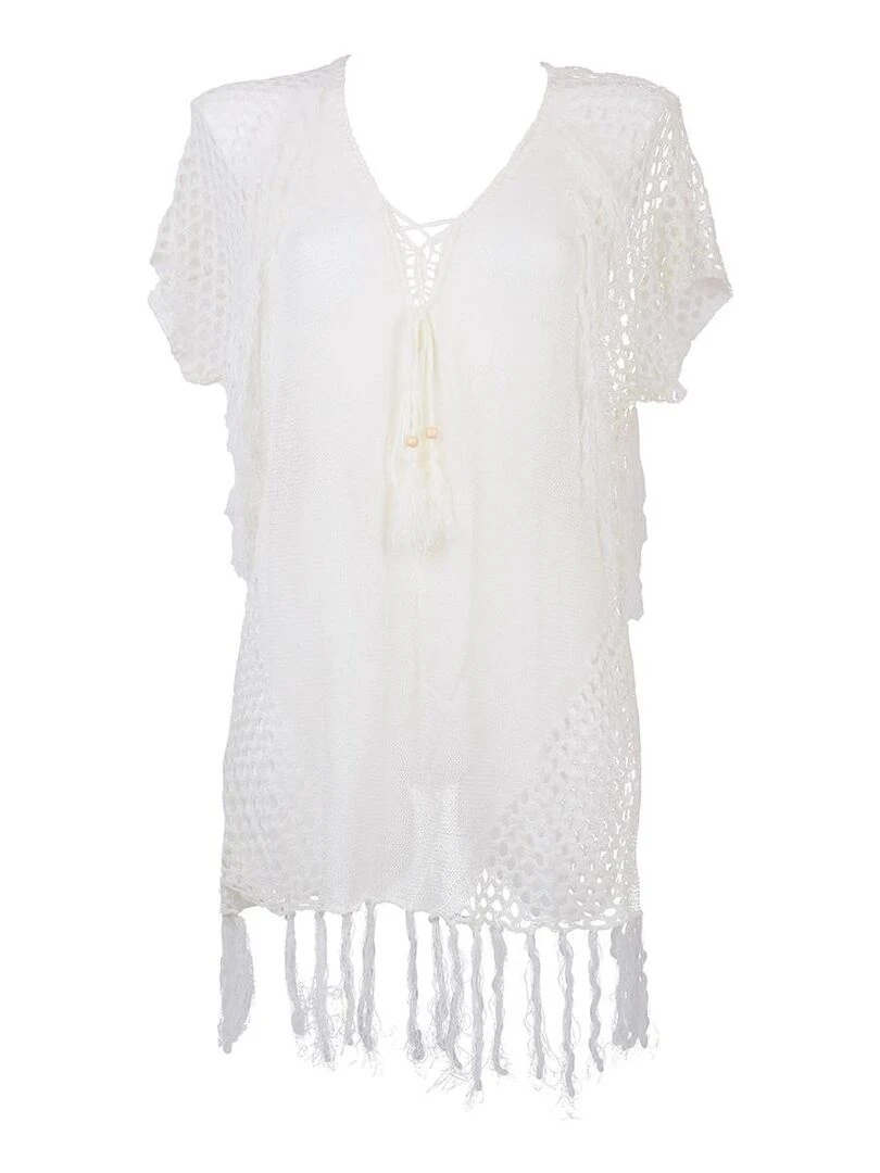 Tunique de plage à franges Sandy   Beige clair