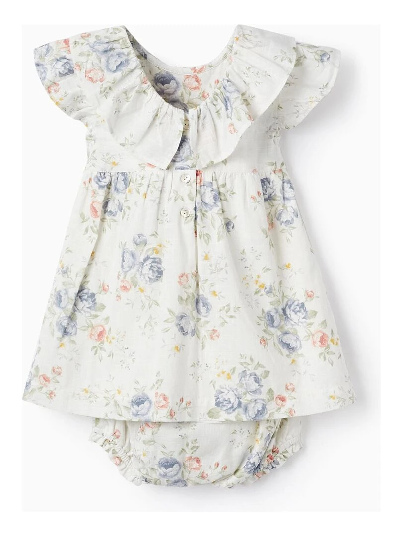 Robe + Bloomer en coton pour bébé fille 'Floral' manches courtes BROTHERS&SISTERS Beige clair