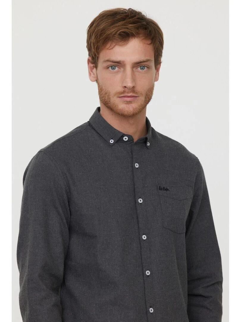 Lee Cooper   Chemise manches longues coton regular DERTY   gris anthracite