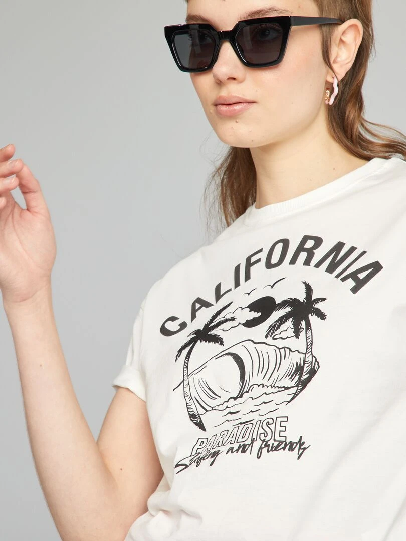 Tee shirt oversize imprimé   Blanc
