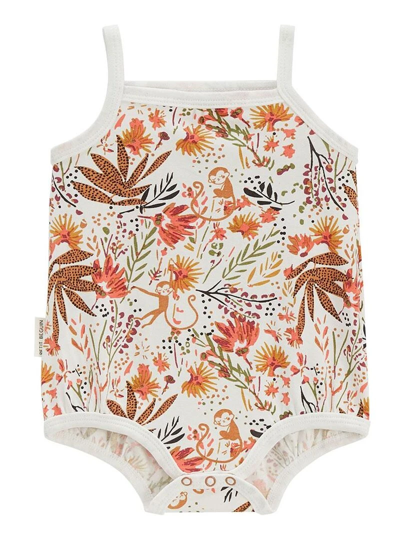Lot de 2 bodies bébé à bretelles Copa Banana   Ecru