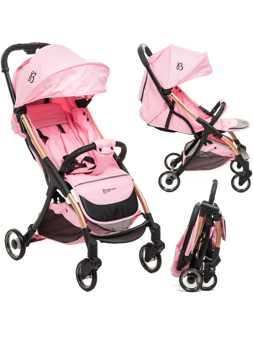 Bebelissimo Poussette bébé Citadine Ultra Compacte De 0 à 36 mois Teano rose Rose