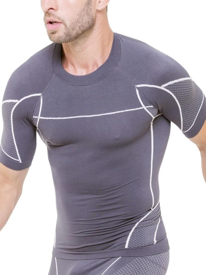 T shirt de compression running Cellutex Gris clair