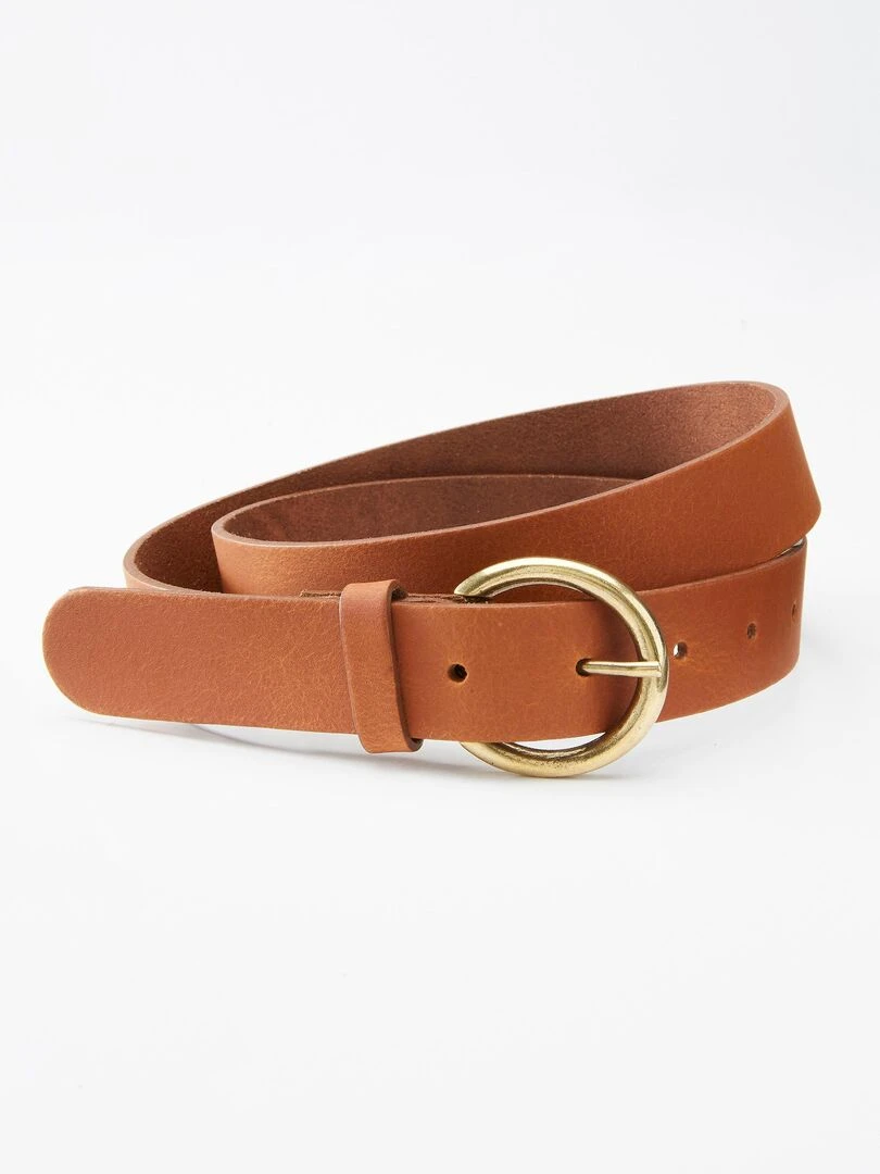 Ceinture croûte de cuir mate Damart Marron