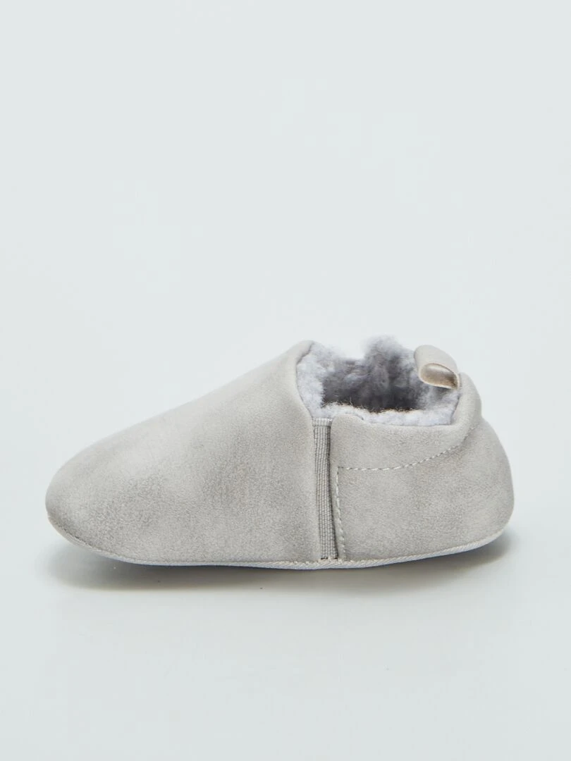 Chaussons en suédine fourrés   Gris