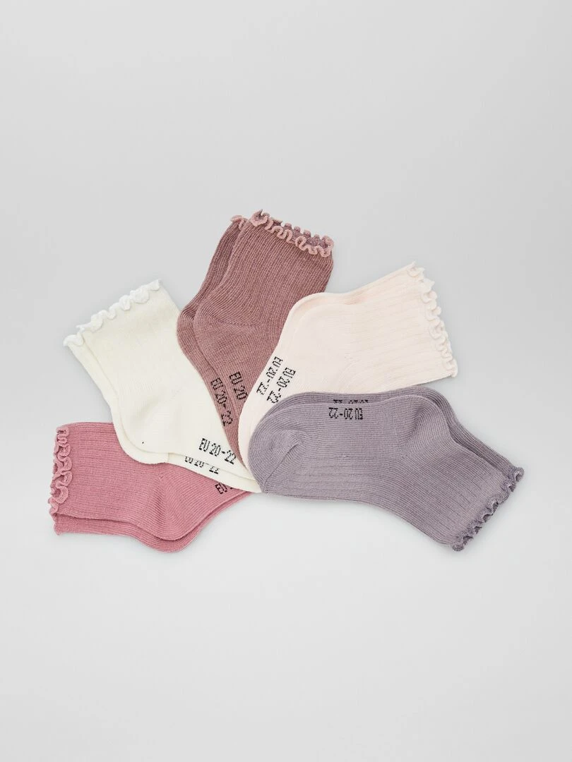 Lot de 5 chaussettes à volants Rose