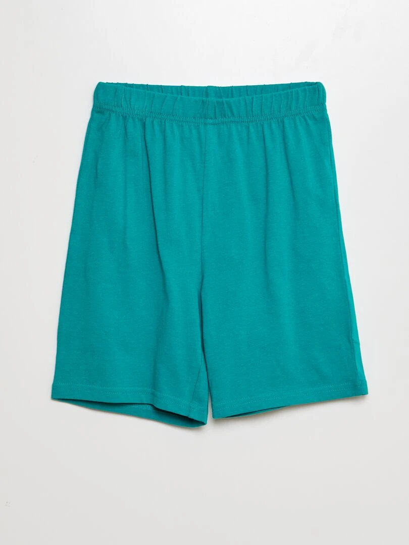 Pyjama court short + t shirt   2 pièces   Vert