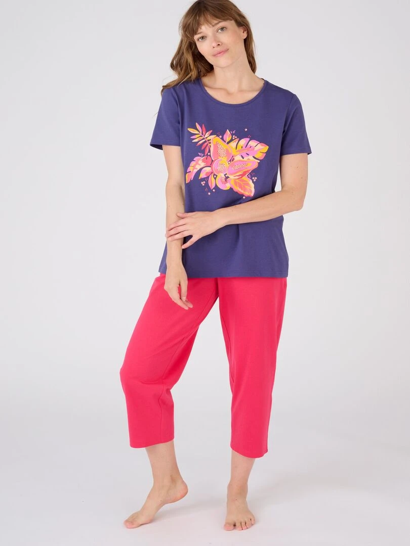 Tee shirt de pyjama pur coton Damart Bleu nuit