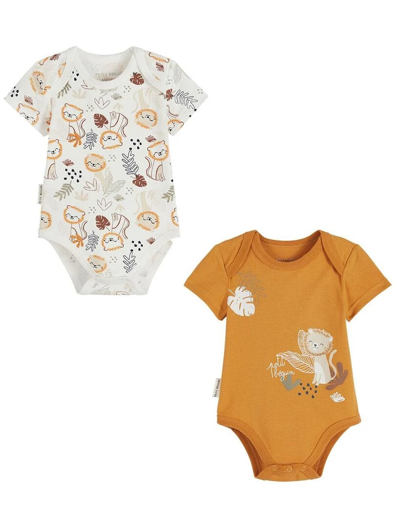 Lot de 2 bodies bébé manches courtes Amazonia Moutarde