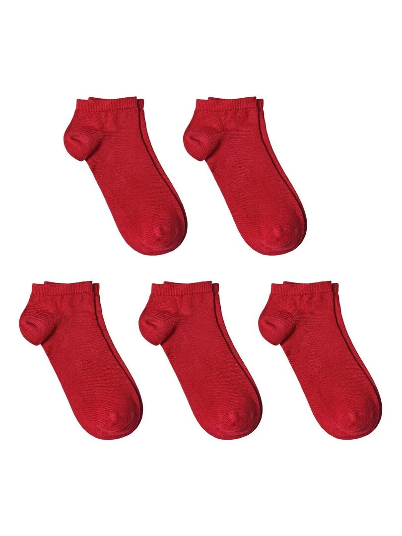 Socquettes Coton Prémium   Lot 5 Paires   Fabrication UE   Rouge