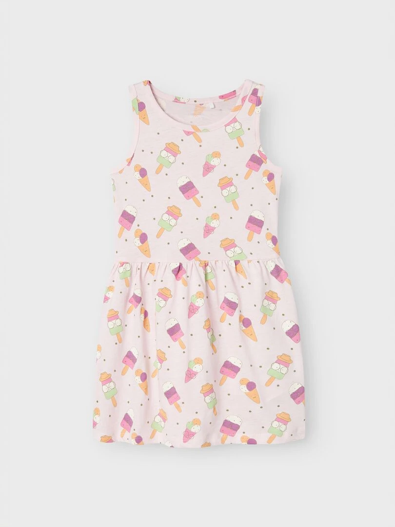 Robe imprimée en jersey Rose