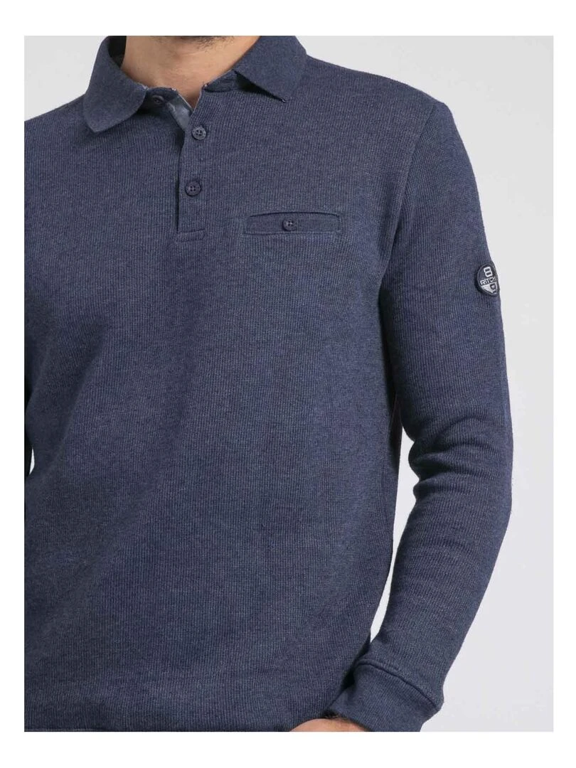 Sweat col polo WIREX   Bleu marine