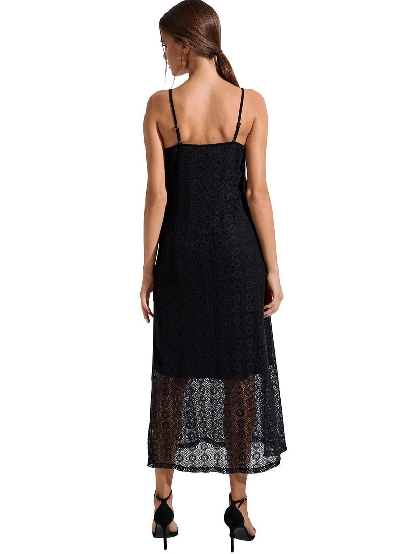 Robe longue estivale à bretelles Rimini Noir