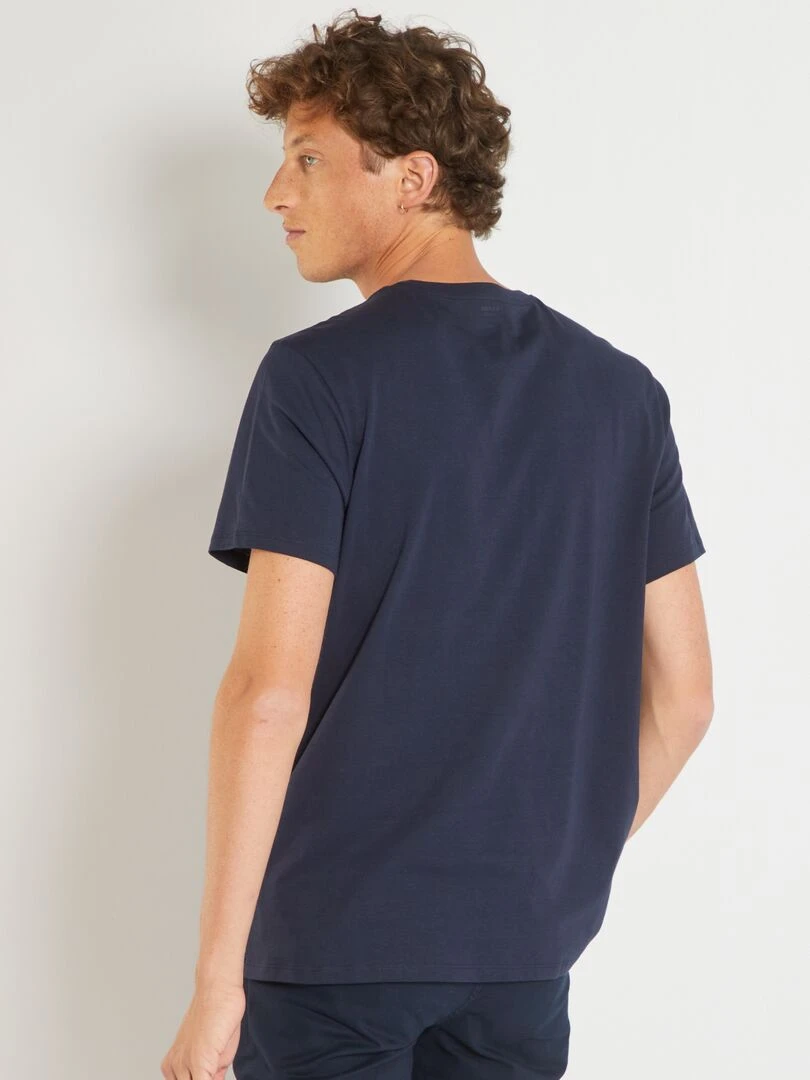 T shirt droit en jersey uni   Bleu marine