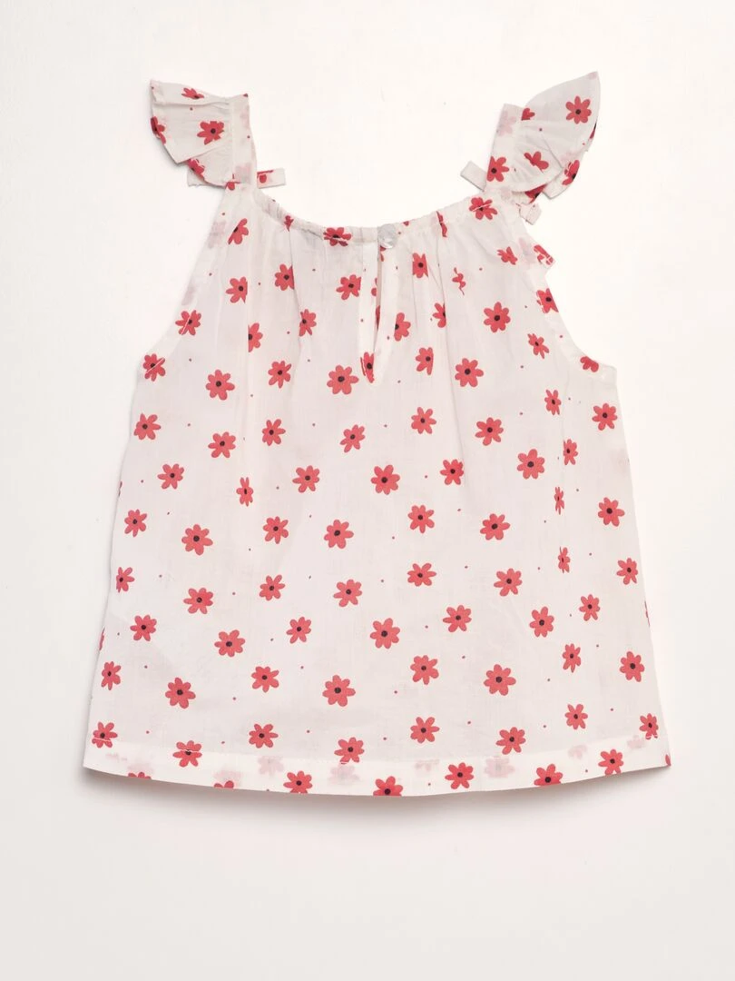 Blouse en voile de coton imprimée   Rouge