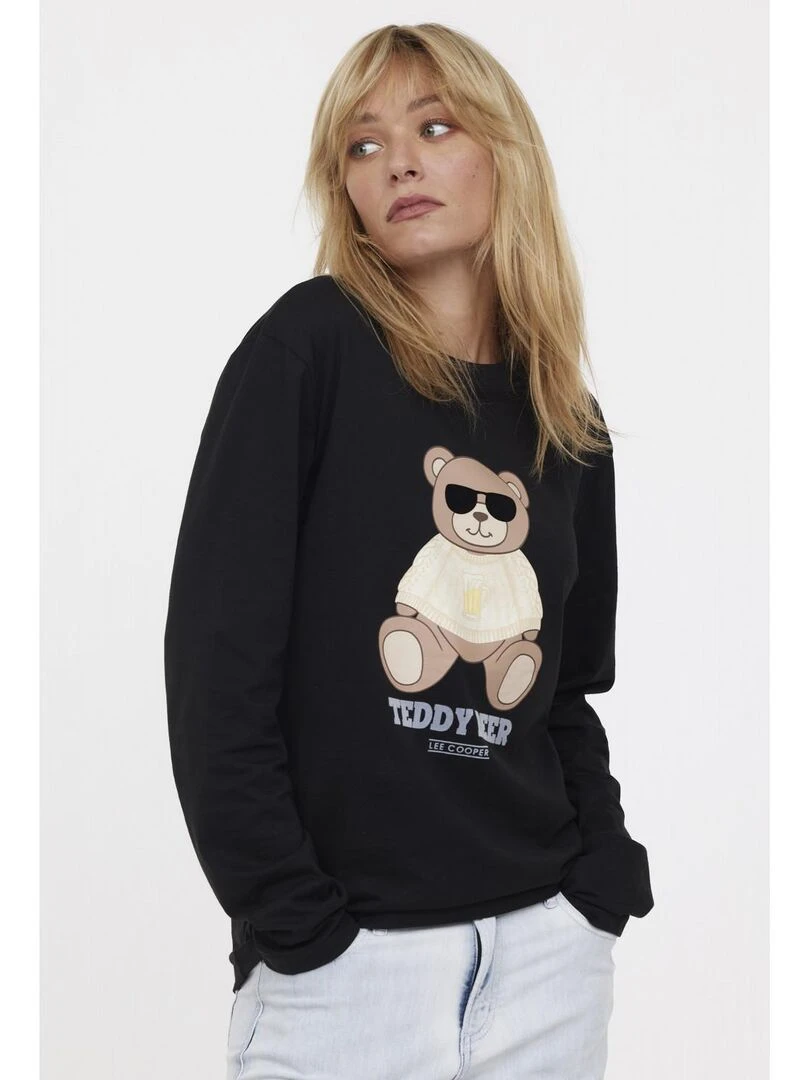 Lee Cooper   T Shirt manches longues coton regular ABEAR   Noir