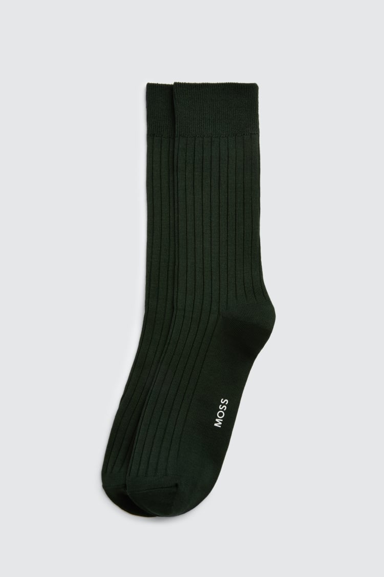 Forest Green Fine Ribbed Socks Buy Online at Moss