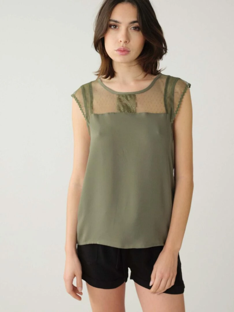 Blouse satinée pour femme 'Deeluxe' Kaki