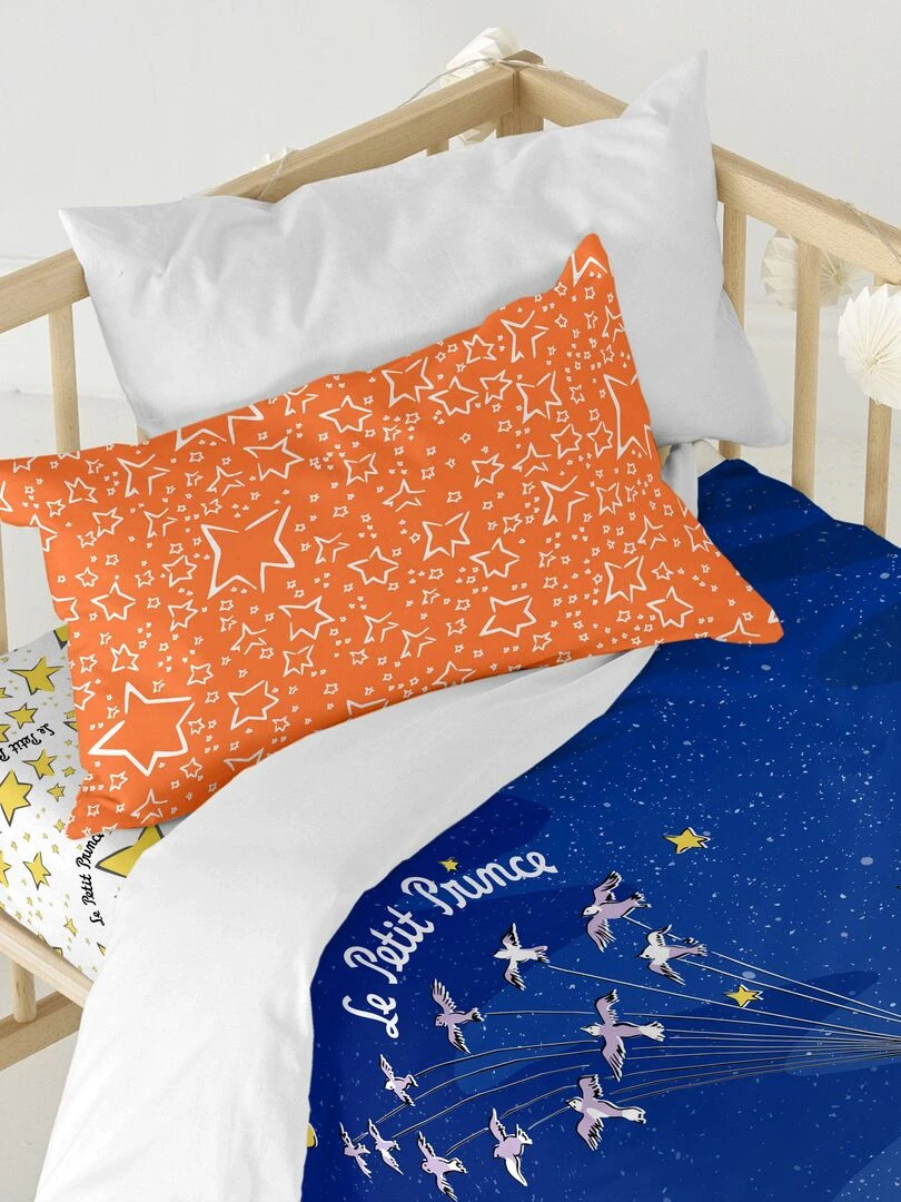 Parure housse de couette 2 pièces Migration Lit Bébé "Happyfriday" Bleu Jaune