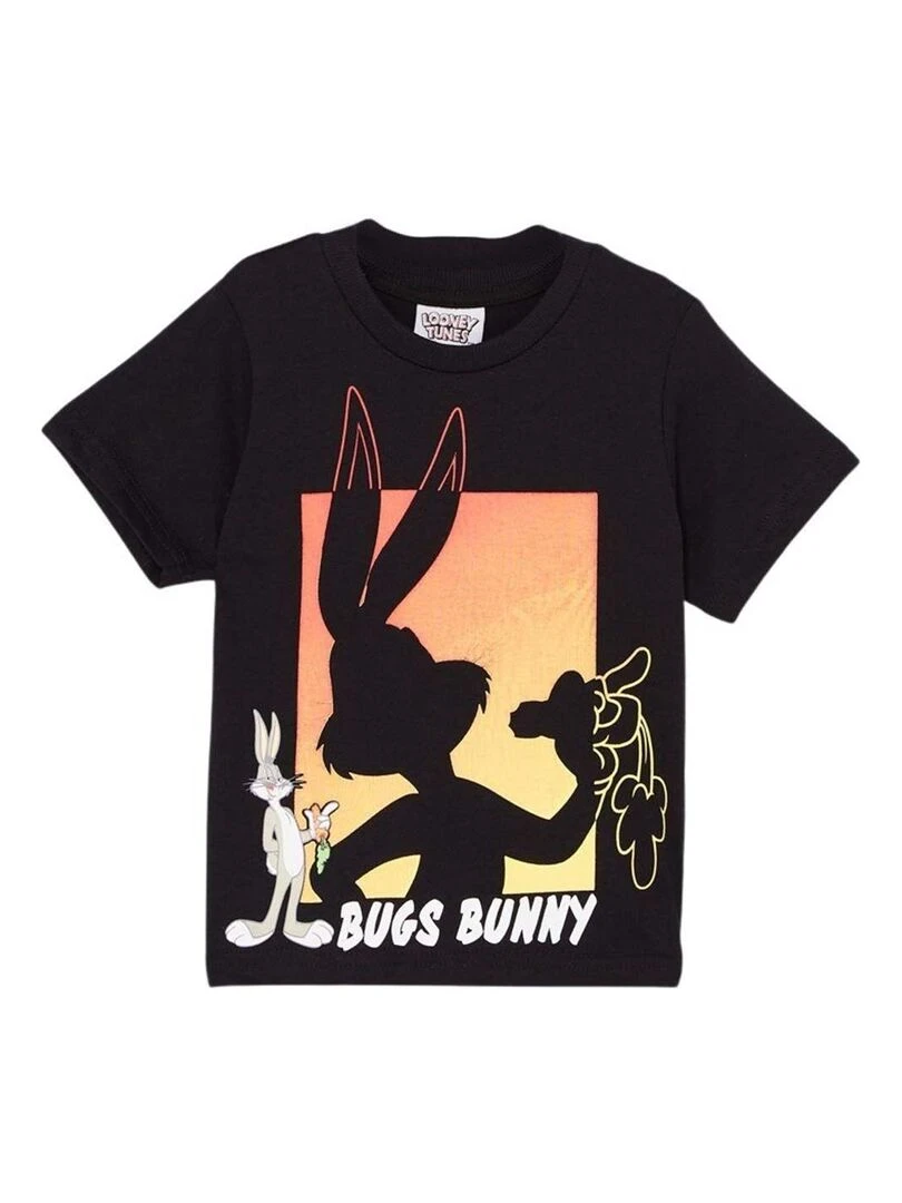 Looney Tunes T shirt garçon imprimé Bugs Bunny en coton Noir