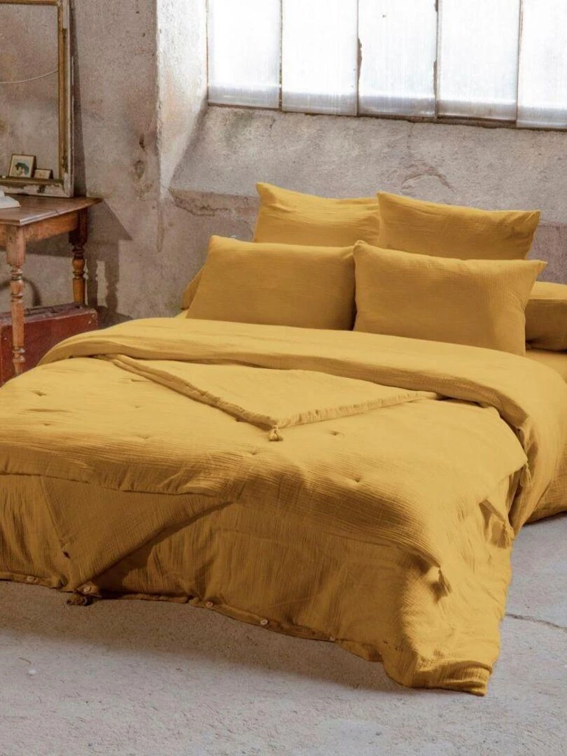 Housse de couette 100% Gaze de Coton   Safran